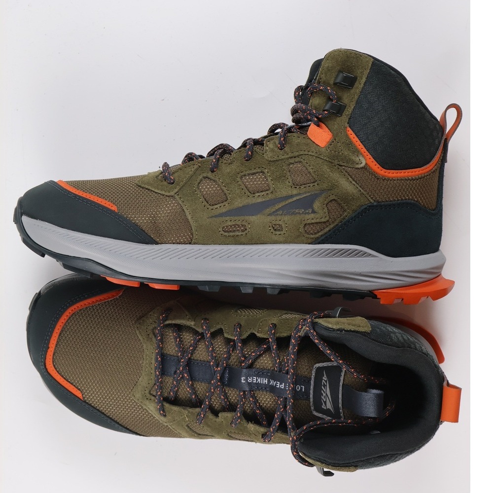 Altra Lone Peak Hiker 3 Dusty Olive Green Hiking Boots Mens 10 Leather MSRP 150